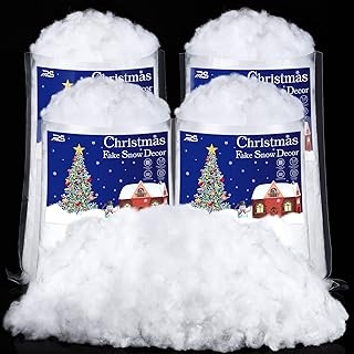 Ruisita 4 Bags Christmas Fake Snow Artificial Snow 35.3 Ounces Fluffy Snow Fiber for Snow Blanket, Christmas Tree Decoration, Holiday and Winter Displays