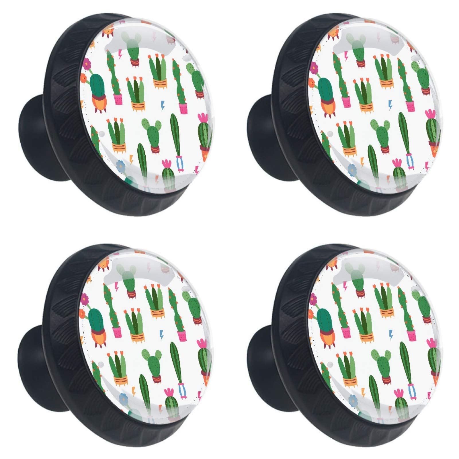 Boutons de meuble en verre de 30 mm avec motif de cactus pour finition soignée