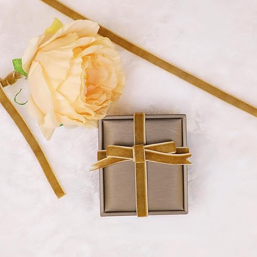 Miniatura 6 de Cinta de terciopelo de 38 x 25 yardas para envolver regalos, decoración de coronas, manualidades hechas a mano para hacer lazos (caqui)