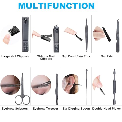Miniatura 4 de ONEHERE - Juego de 8 piezas de cortaúñas, juego de manicura premium, kit de regalo de aseo profesional, kit de pedicura, facial, mano, pie,