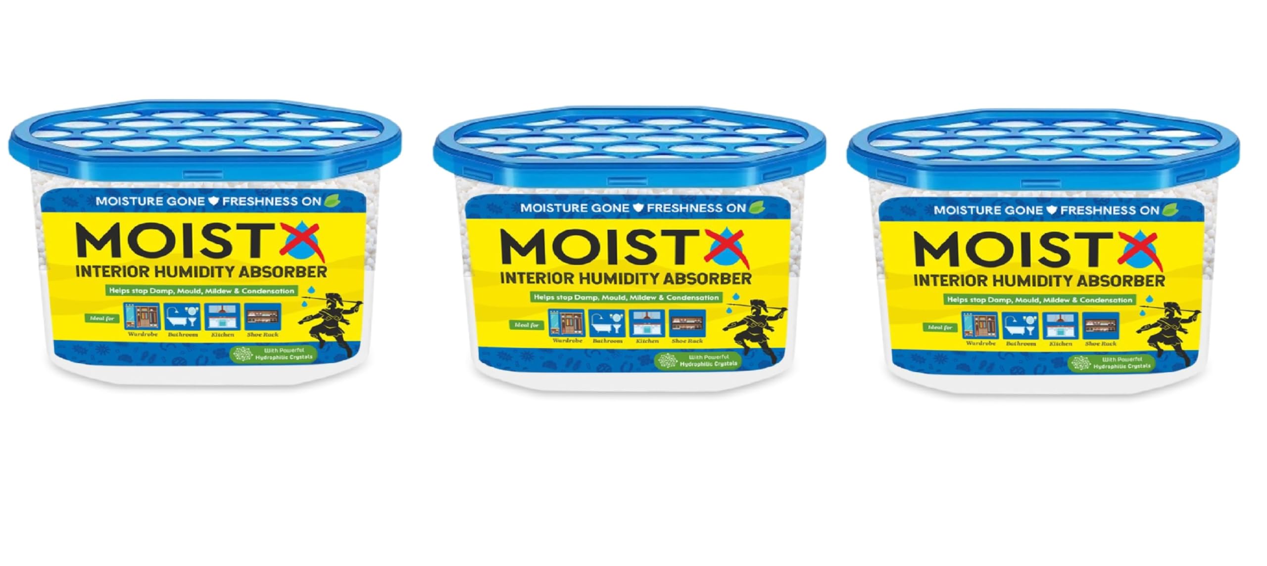 MOISTX Moisture Absorber 300g box | Capacity to trap 600ml (Each pack) of moisture from Air | Scent Free Odour Absorber | Dehumidifer for Wardrobe, Bathroom, Kitchen, Shoe Rack.. (Pack of 3) (B0D8PKM1C1) Amazon Price History, Amazon Price Tracker