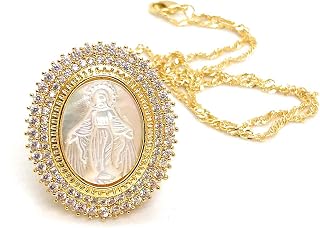 Gold Miraculous Pendant Necklace for Women 18K Plated Chain Catholic Jewelry