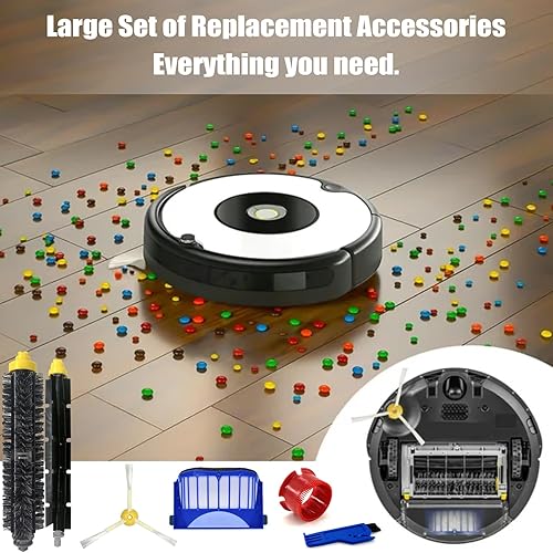 Miniatura 7 de Piezas de repuesto para iRobot Roomba 600 500 Series 694 695 677 671 690 680 660 650 620 614 595 585 564 Vacío Robótico, 2 cepillos de cerdas, 2