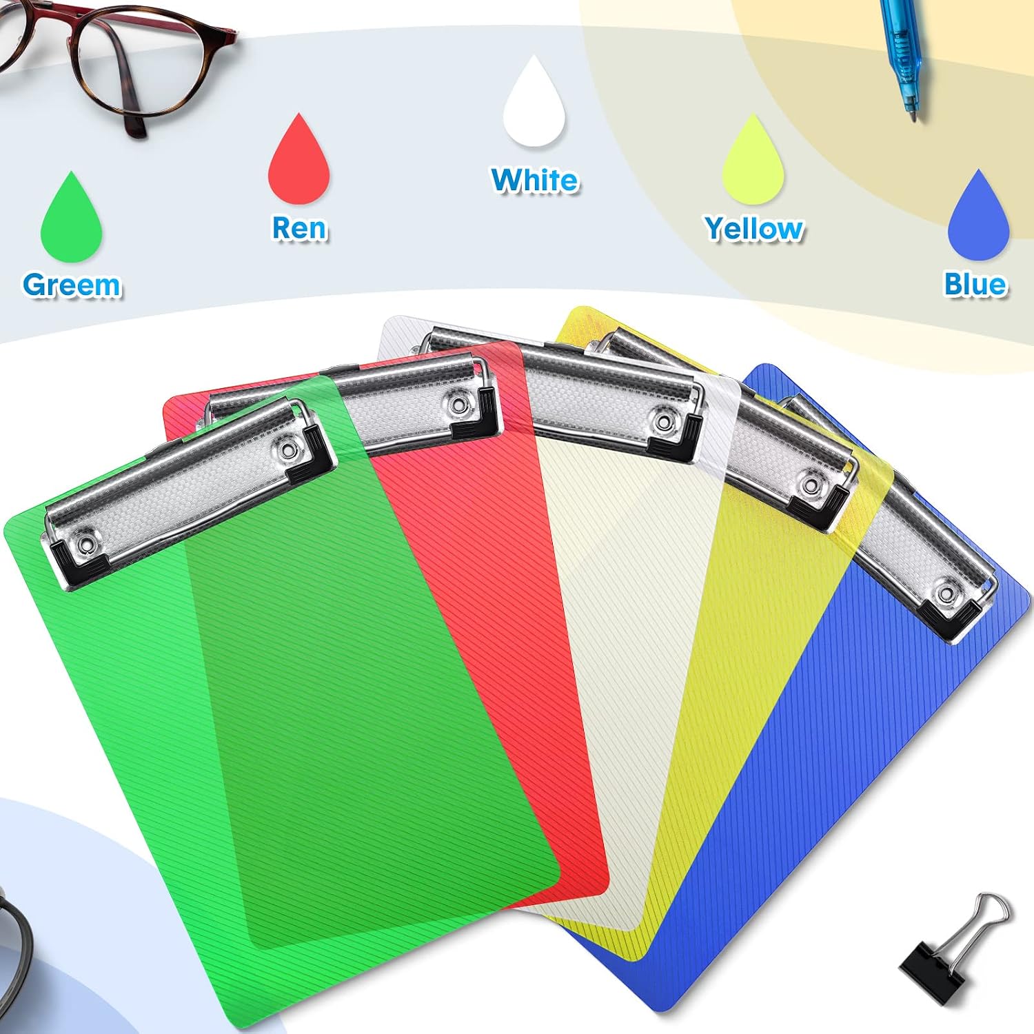 20 Pieces Mini Clipboards 4.7x7.3 Inch Plastic Colorful Clip Boards Small Cute Pocket Clipboard with Profile Clip for Shopping Lists, Scoresheet A6 Boards, Receipts Tickets