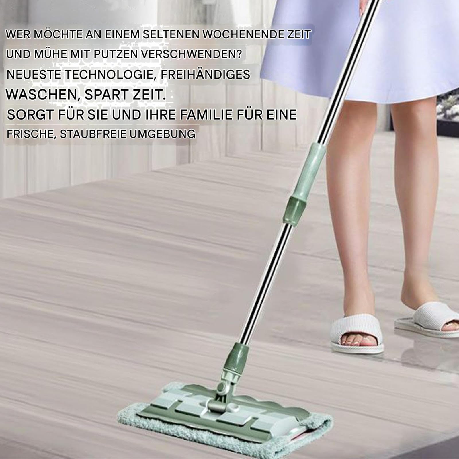 Mopa Plana De Microfibra 7 Almohadillas Mango Telescópico Fregado Rápido | Mopa Plana Giratoria 360° Mantenimiento Diario Hogar Baño Cocina Tarima Azulejos Grandes Áreas