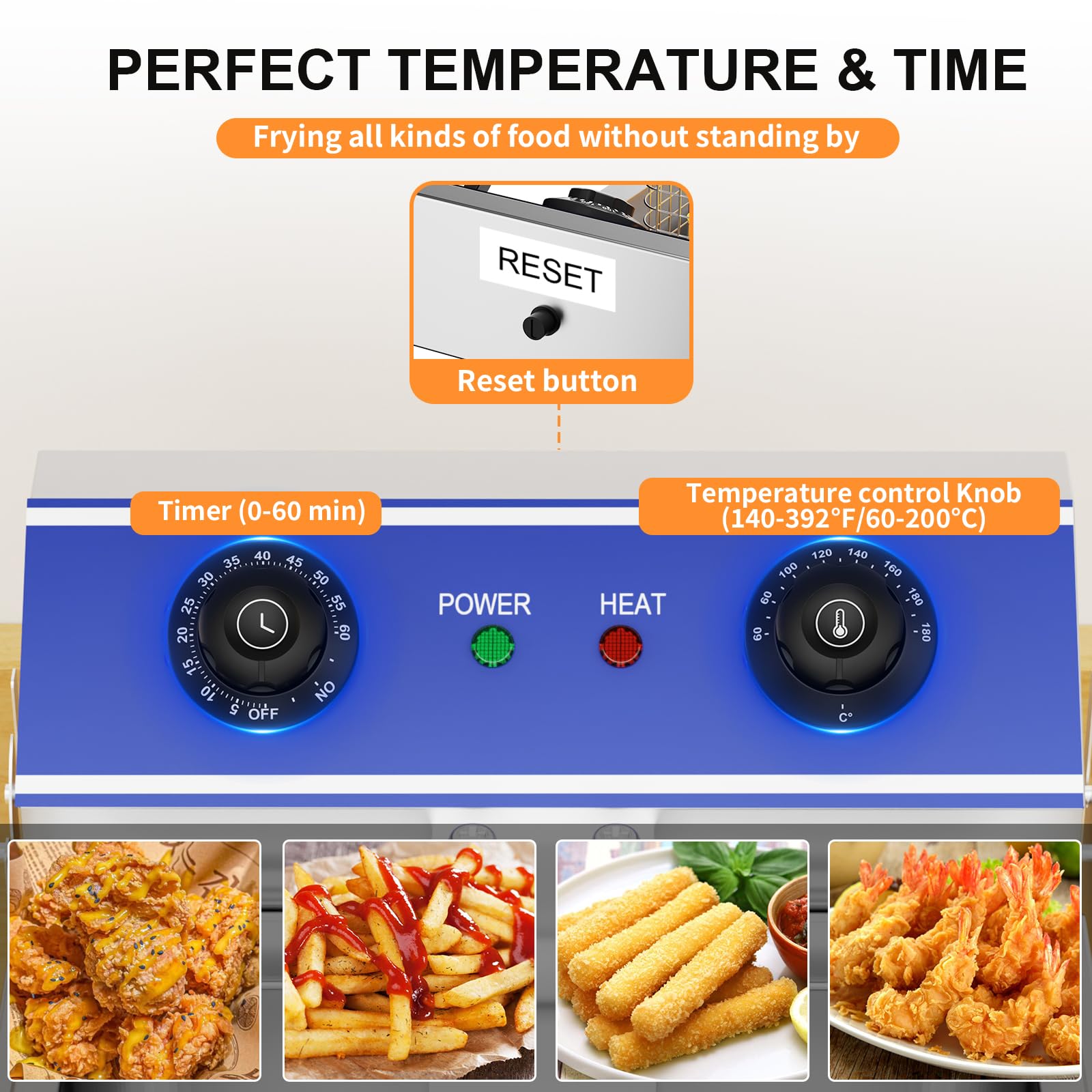 TAIMIKO Friteuse electrique Commerciale en INOX 2500W 6L avec Robinet de Vidange,Minuterie de 60 minutes Friteuse Professionnelle