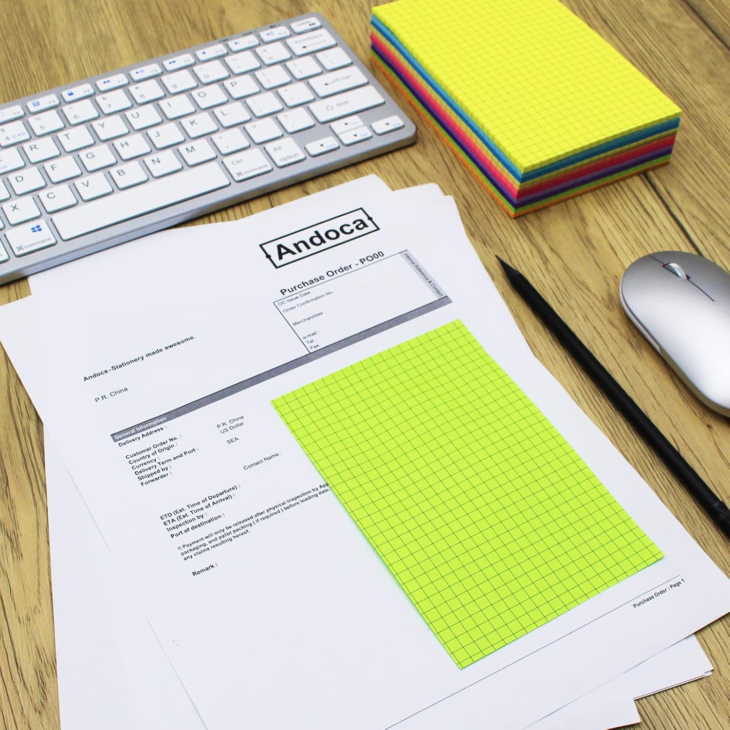 (20 Pad) Lined Grid Sticky Notes, 4x6 Inch, 720 Sheets Self-Stick Notes, Easy to Post for School, Office, Notebook, 10 Bright Assorted Colors/Pack