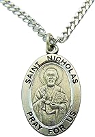 Vista 1 de St Nicholas - Medalla de estaño macizo de 1 pulgada con cadena de acero inoxidable, Metal