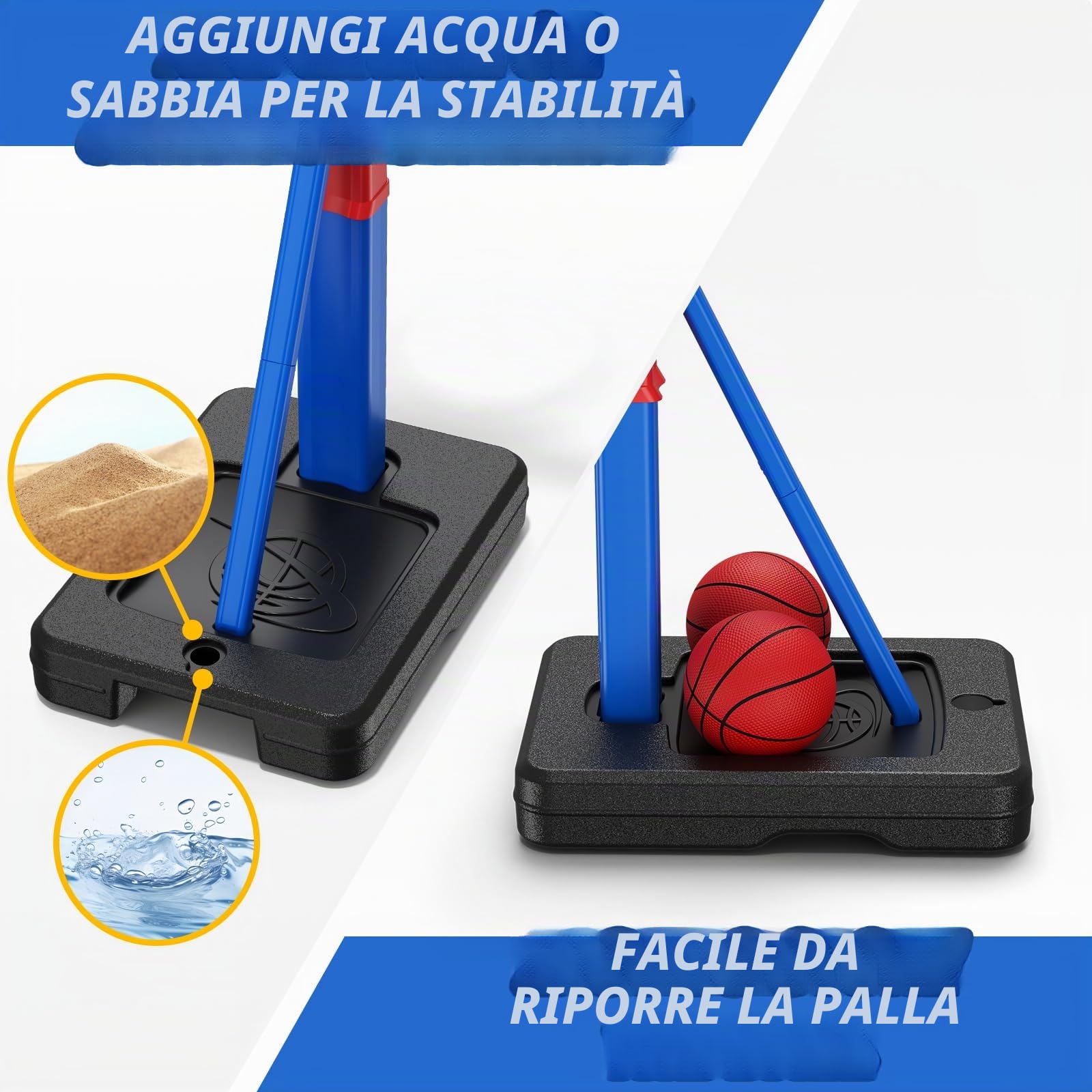 HYES Cestino da basket per bambini 3-5, regolabile in altezza, mini cestino da basket per interni ed esterni, con 4 palline, giocattolo da basket, regalo per ragazzi e ragazze (114-139 cm)