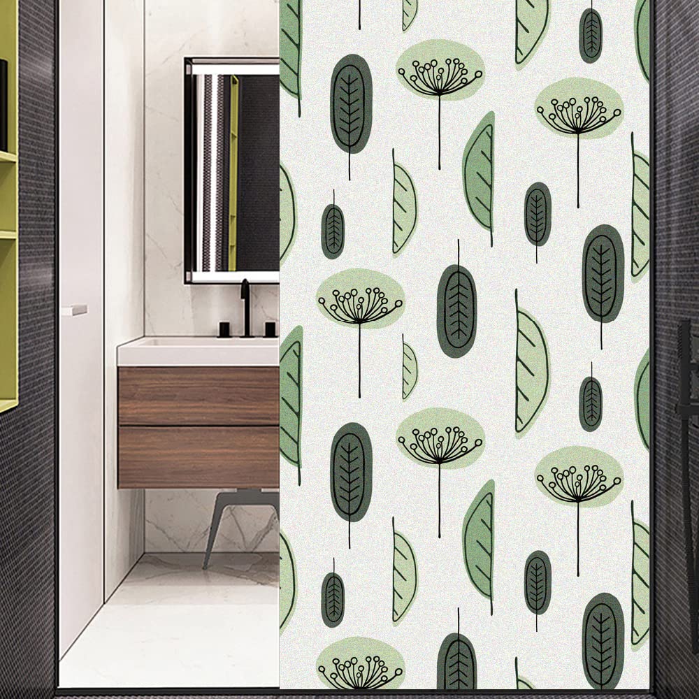 Película de Ventana Película de Ventana de Plantas Verdes, Adhesivos estáticos de privacidad, Pegatinas de Vidrio Decorativas no Adhesivas for el hogar Ventana Privacidad (Size : 80x140cm)