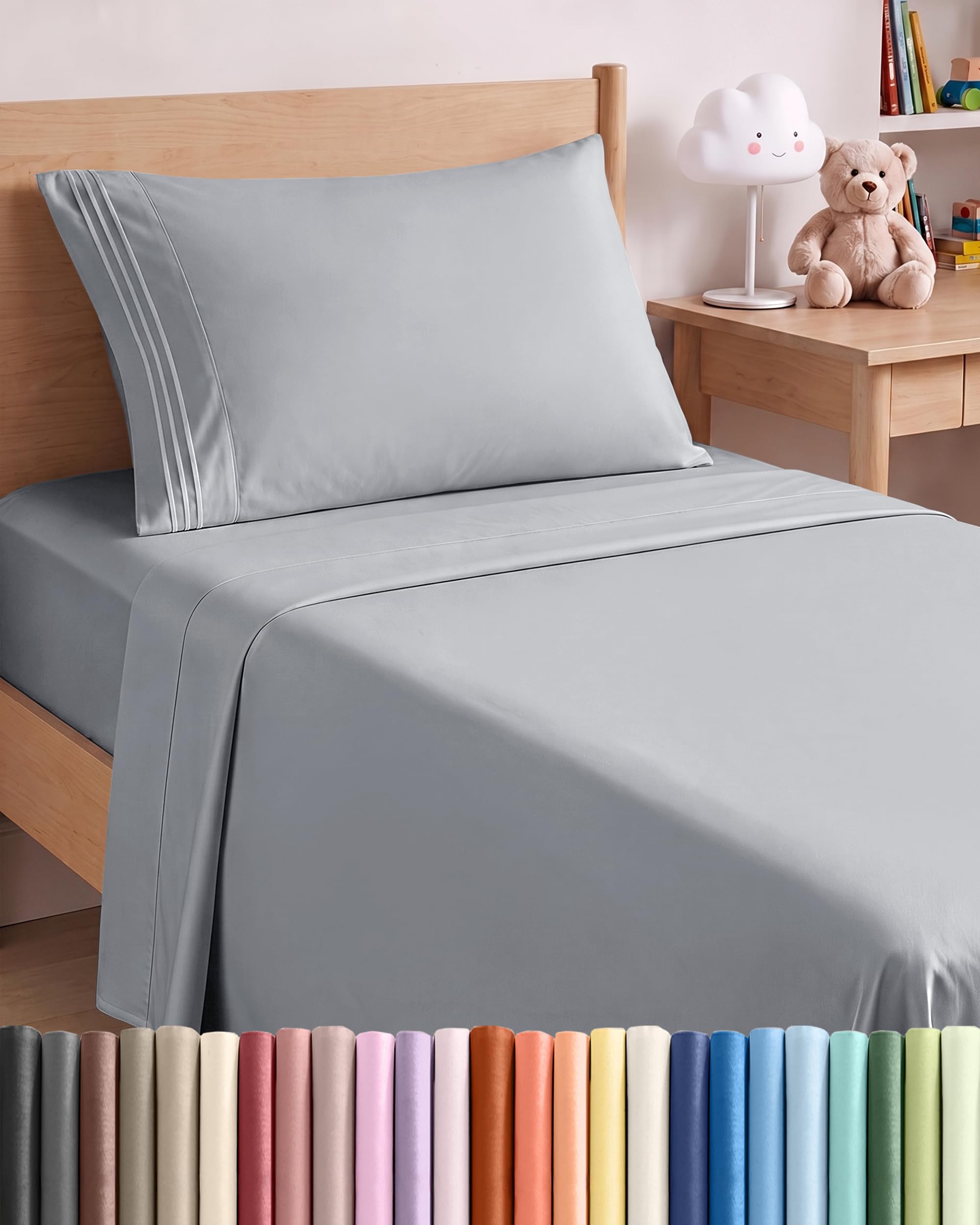 Twin Size 3 Piece Sheet Set - Breathable &amp; Cooling Sheets - Steel Blue