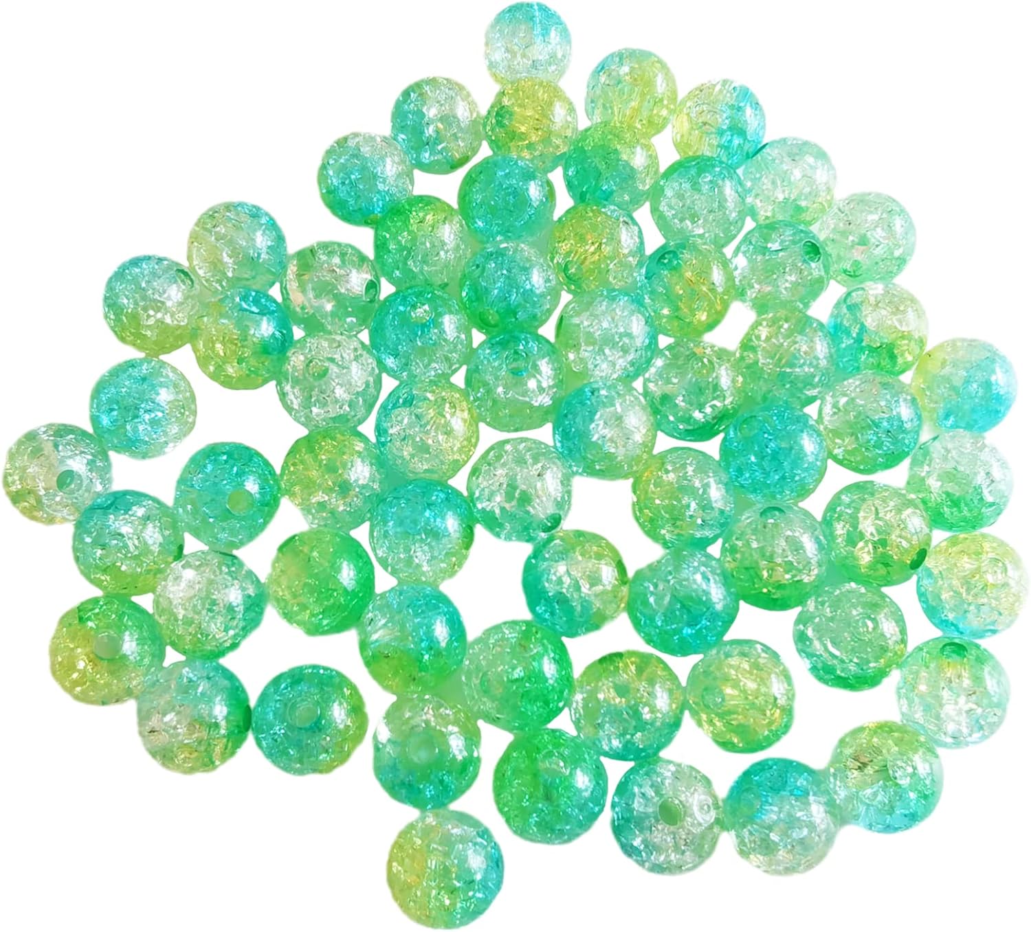 Xeahung 200PCS Acrylic Crystal Beads 10mm Round Crackle Glass Beads Charms for