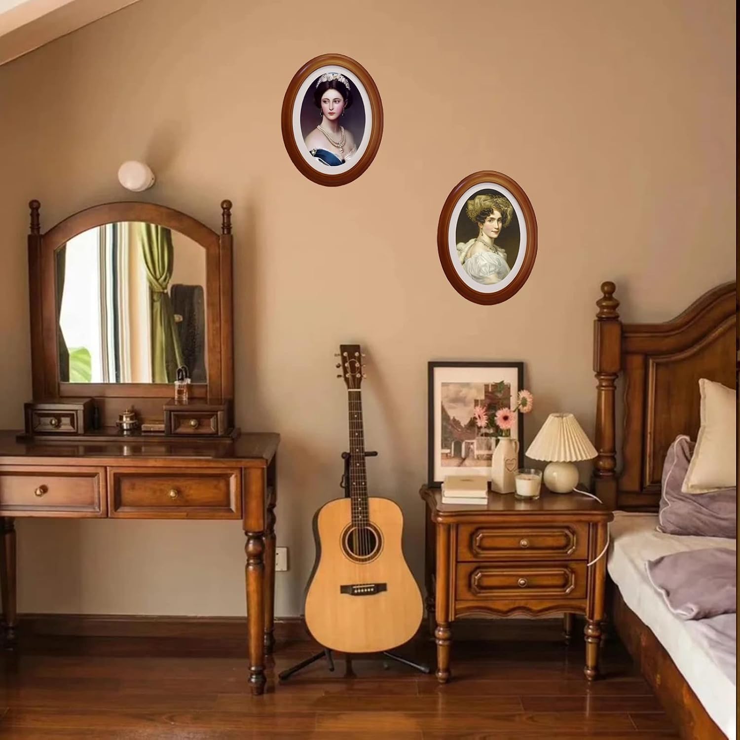 Condition photo showing New/Like New for 2 pack brown oval picture frames 8 by 10 oval photo frames, 8x10 wall mounting for home decor, photo gallery
