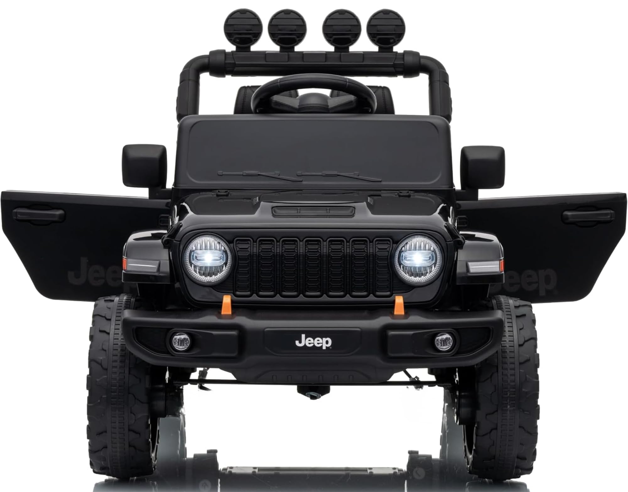 Jeep Wrangler Rubicon 12V Macchina Elettrica per Bambini con Licenza Ufficiale Due Potenti Motori Cintura a 5 Punti Ammortizzatori Telecomando Parentale Luci LED Musica Portata 30 kg Nero