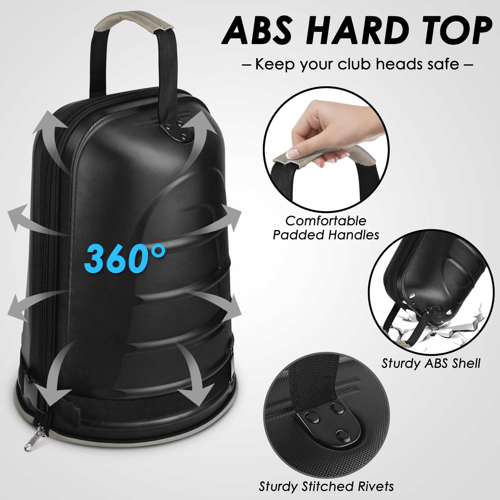 BROTOU Golf Travel Bags for Airlines with Tank Wheels and ABS Hard Shell Top Golf Club Travel Case Waterproof Oxford Fabric Protect Golf Clubs Large Capacity and Easy to Maneuver (Gray)
