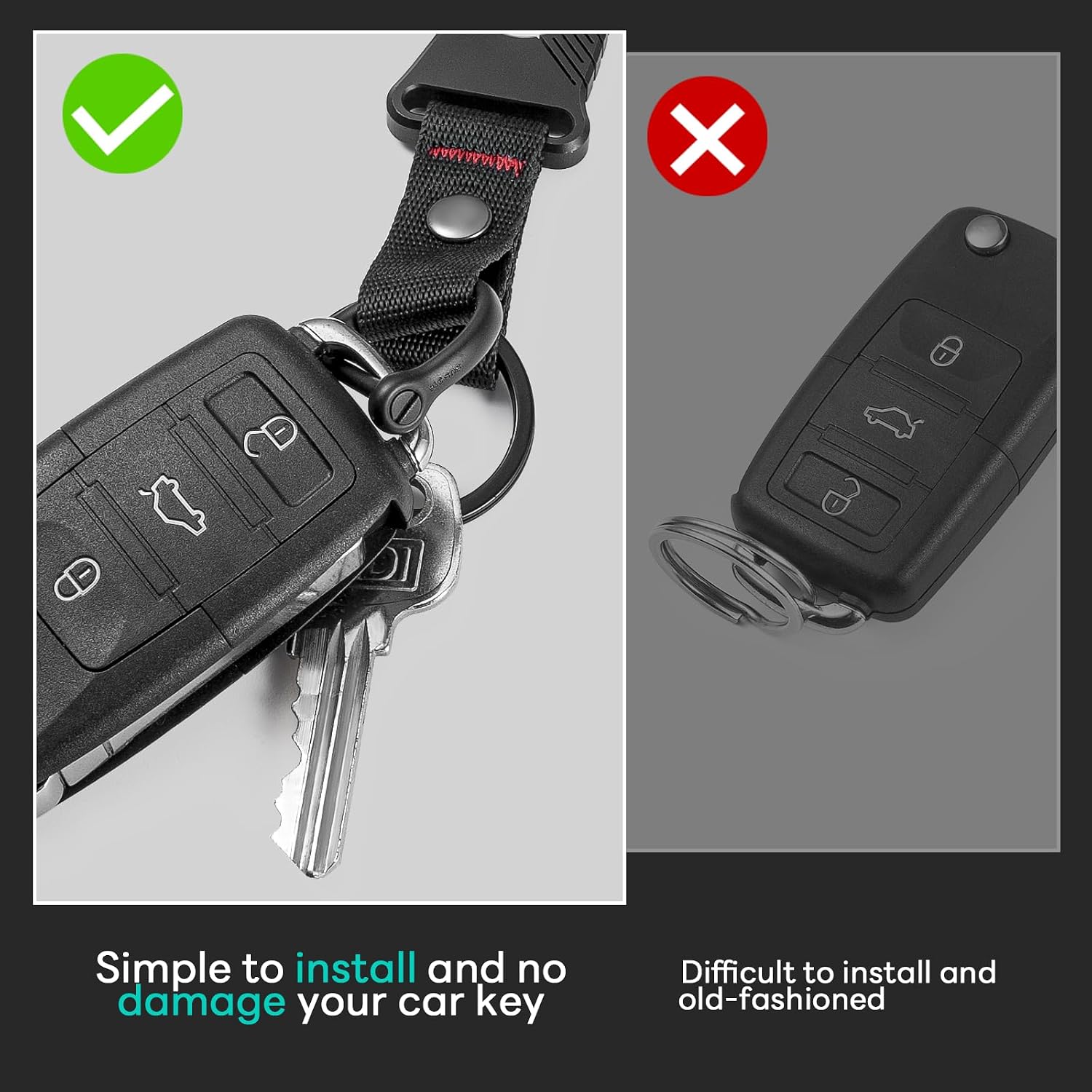 TISUR Titanium Carabiner Keychain Clip,Bottle Opener Key Chain Holder with Heavy Duty D Rings,Car Key Fob for Men Women