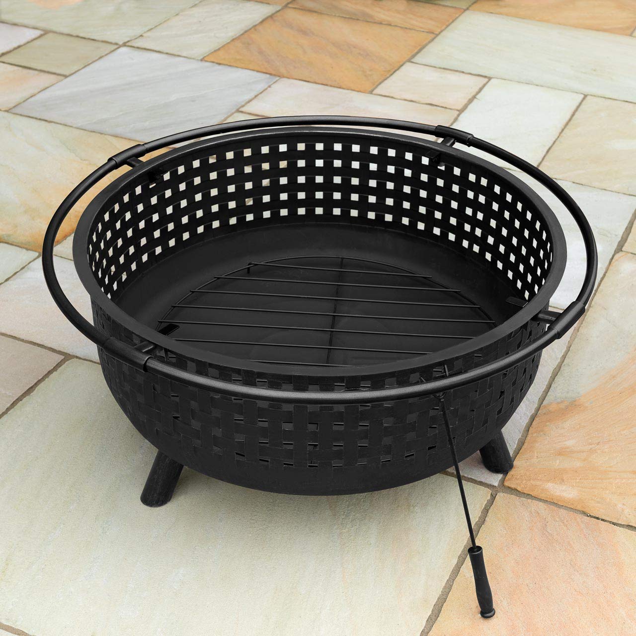 Harrier Outdoor Fire Pit [5 Styles] - For Garden | Wood & Charcoal Compatible | Optional Grill Upgrade | Stylish Bowls (Woven 42in) — view 4