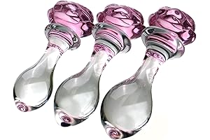 3-Piece Rose Glass Anal Plug Set,Premium Anal Toy Glass Anal Plug for...