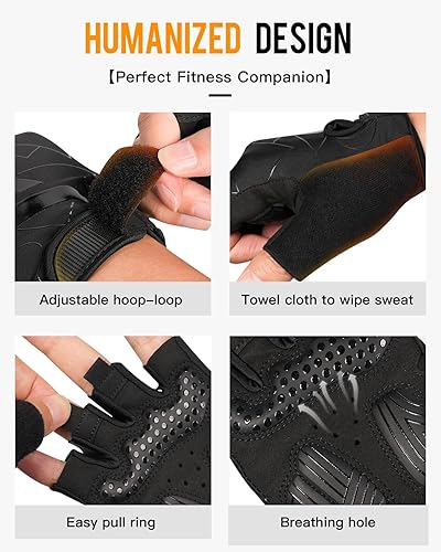 Miniatura 5 de ATERCEL Guantes de ciclismo para hombre, para ciclismo, entrenamiento, gimnasio, entrenamiento, levantamiento de pesas, al aire libre, motocross,