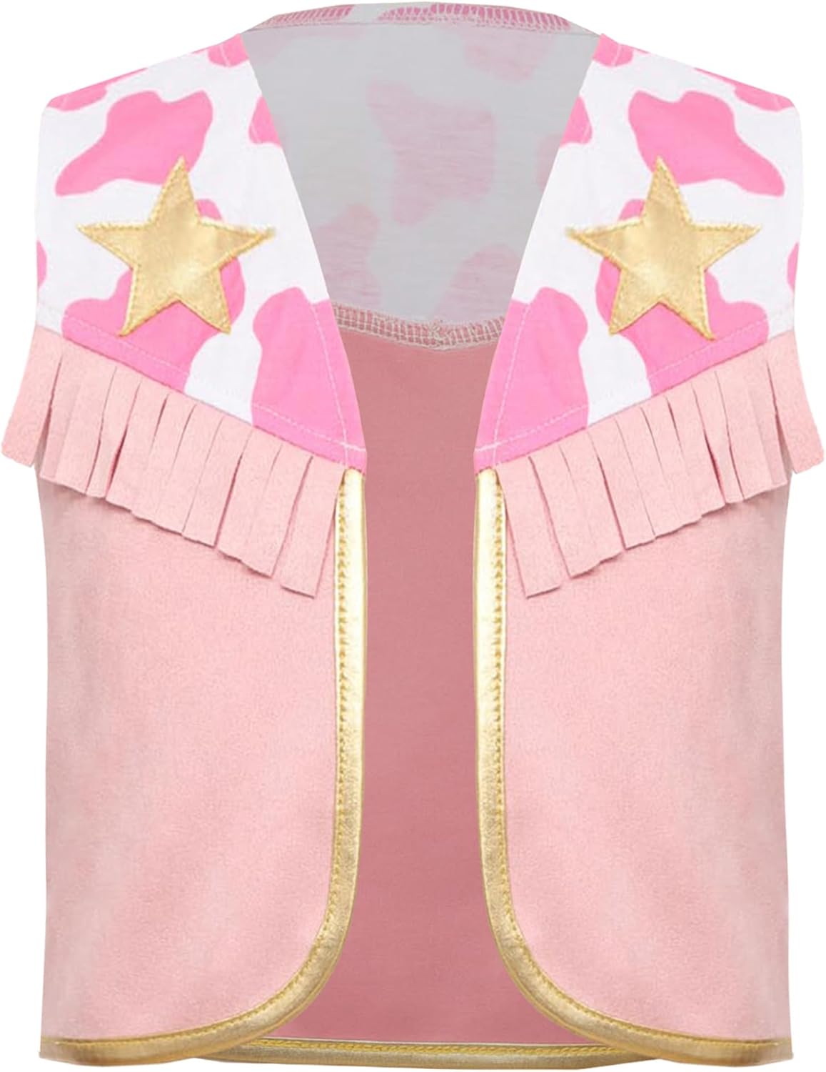 Moily Toddler Cowgirls Western Redeo Waistcoat Sleeveless Printed Fringe Vest Top for Party