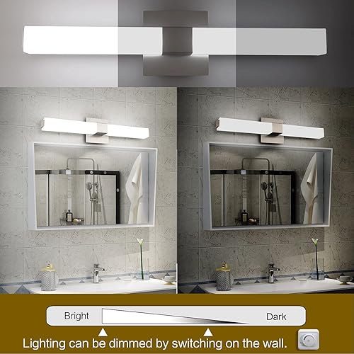 Miniatura 2 de ZUZITO Luz LED de tocador de 24.2 pulgadas, acrílico blanco esmerilado, níquel cepillado para accesorios de iluminación de tocador de baño, blanco