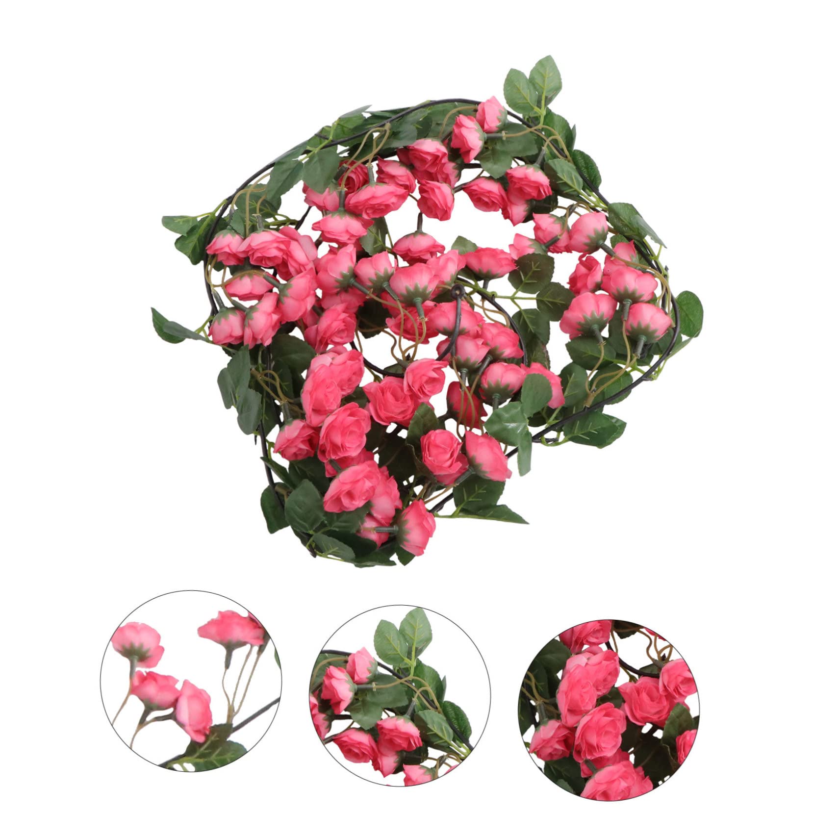 Ciieeo 3 STK Dekorative Rosenranken Gartenseidenrosenrebe Künstliche Rosengirlande Blumengirlande Hängen Girlande Aus Künstlichen Blumen Hochzeitsgirlande Grün Blatt Rot Seidenblume