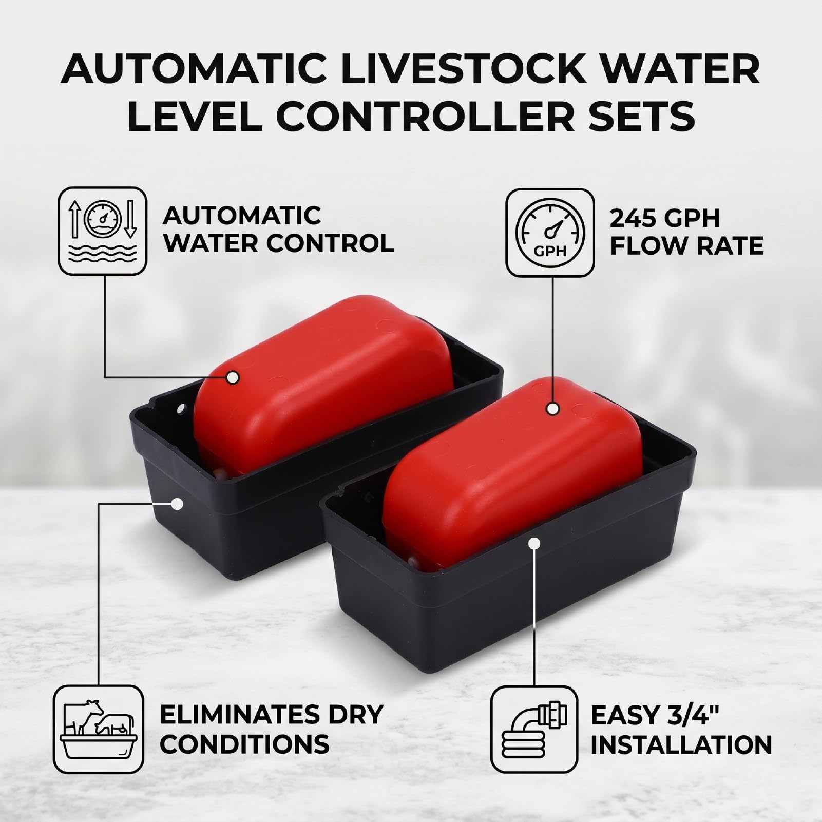 Controlador de Nivel de Agua con Interruptor de Flotador, Válvula de Flotador de Agua Automática para Ganado de 20-50 PSI con Control de Nivel Hidropónico de Estanque de Tanque