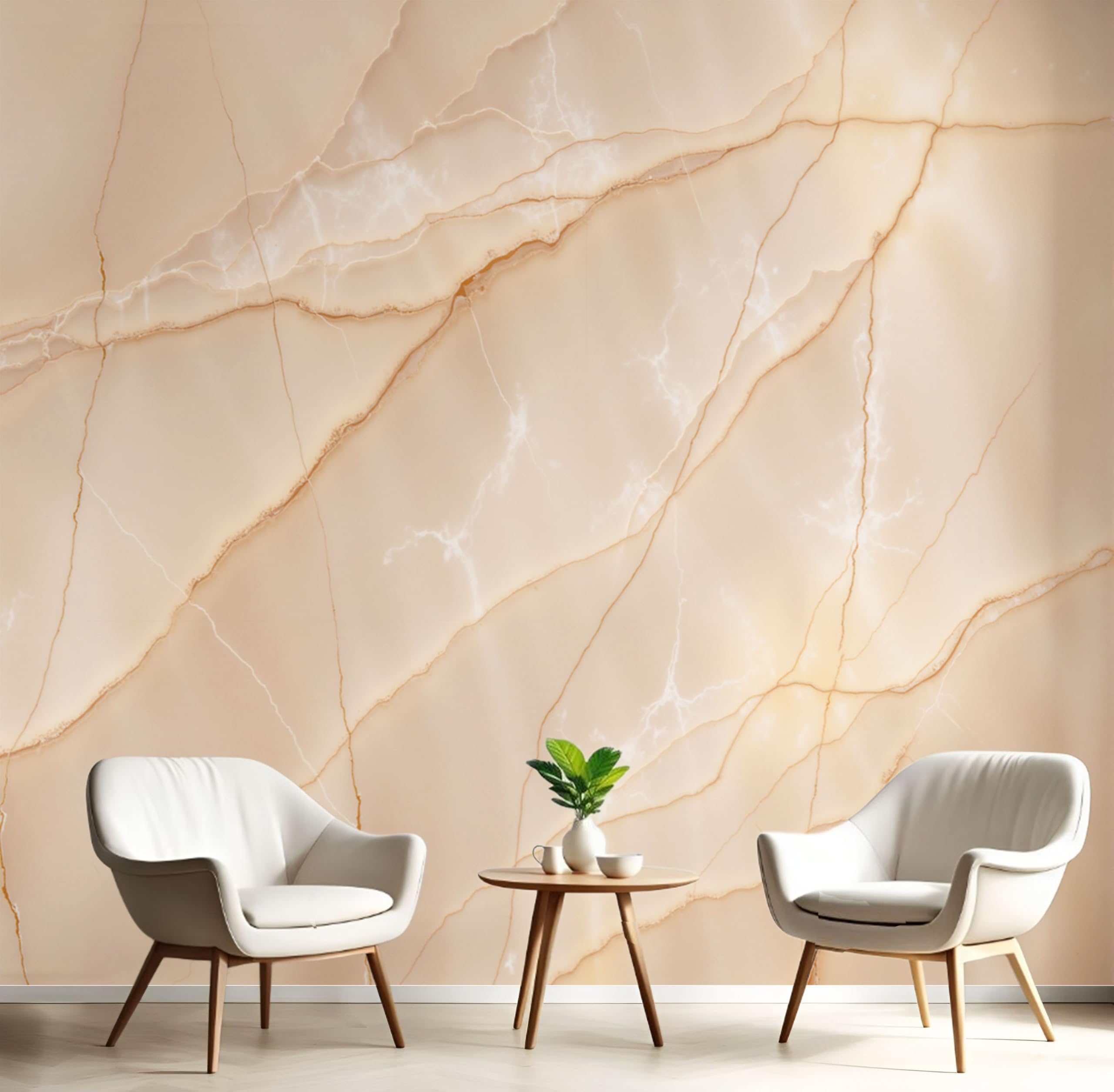 Papier Peint Forme Géométrique Naturelle Beige pour Valoriser un Salon