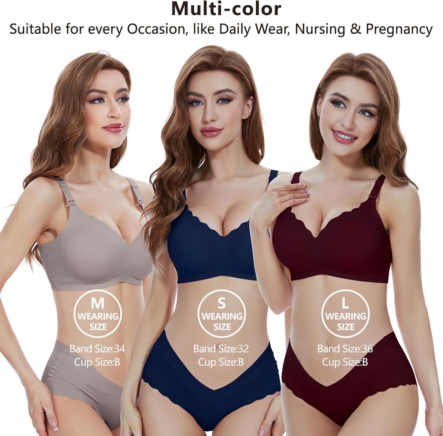 3 Pack Nursing Bras for Breastfeeding Seamless Maternity Bra Ultra Comfort Pregnancy Sleep Bralette for Women - Image 5