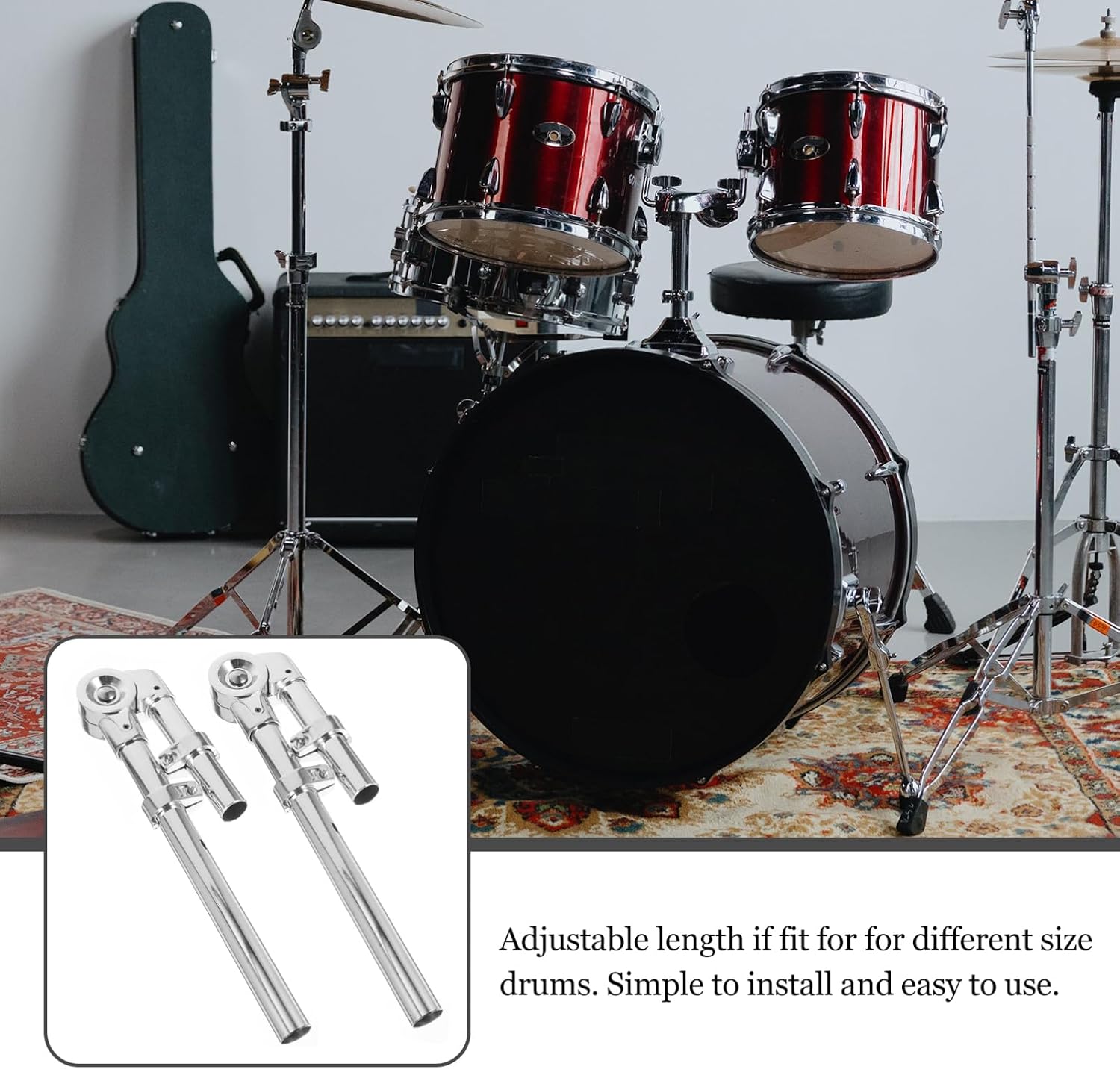 Toddmomy Drum Stand Hardware 1 Pair Tom Drum Bracket Replacement Mount for Percussion Instrument