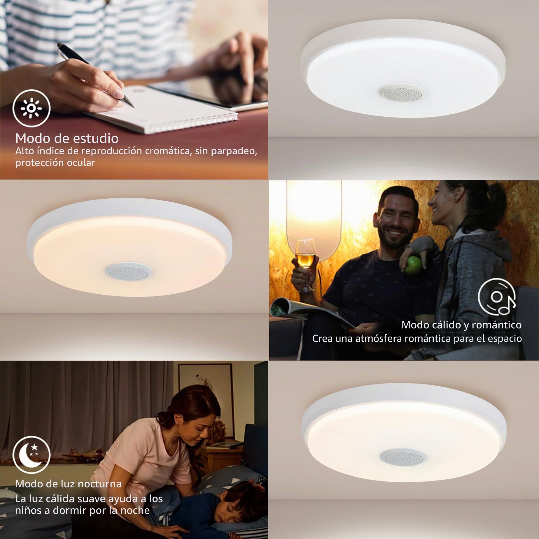 JDONG Lámpara LED de Techo Regulable con Altavoz Bluetooth, Mando a Distancia, 36W RGB Cambio de Color para Baño, Domitorios Juveniles, Salón, Lámpara de Techo Impermeable