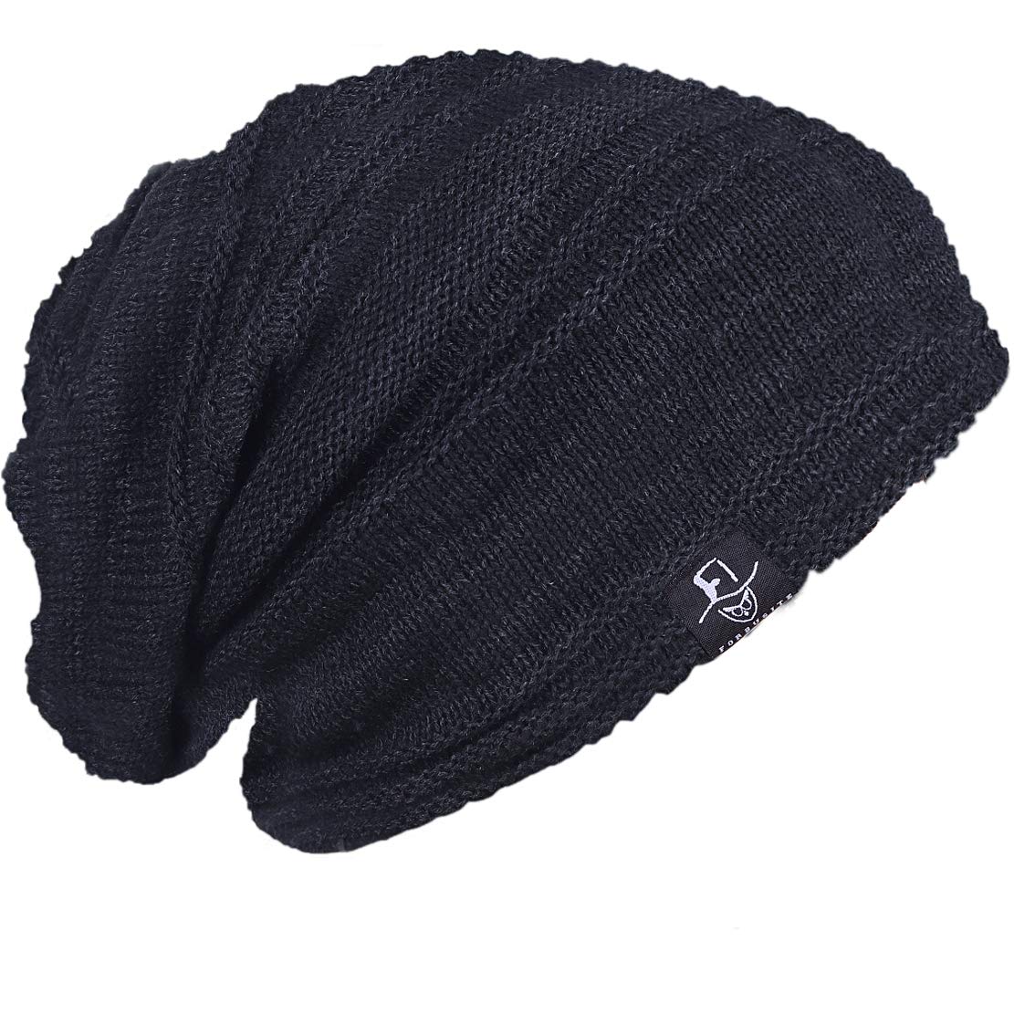 Mens Slouchy Long Oversized Beanie Knit Cap for Summer Winter B08, B50010-charcoal, L