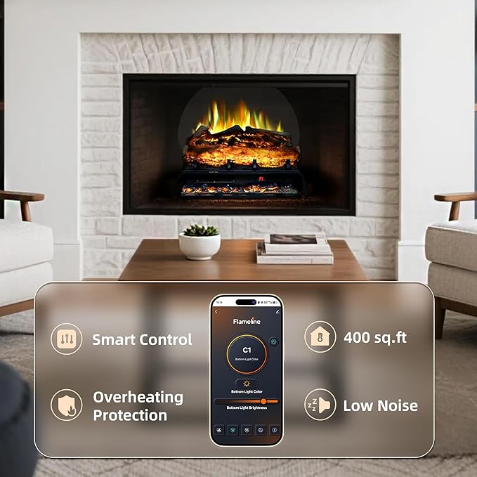 Chimenea Eléctrica Freestanding 24.5" WiFi con Control Remoto y App miniatura 5