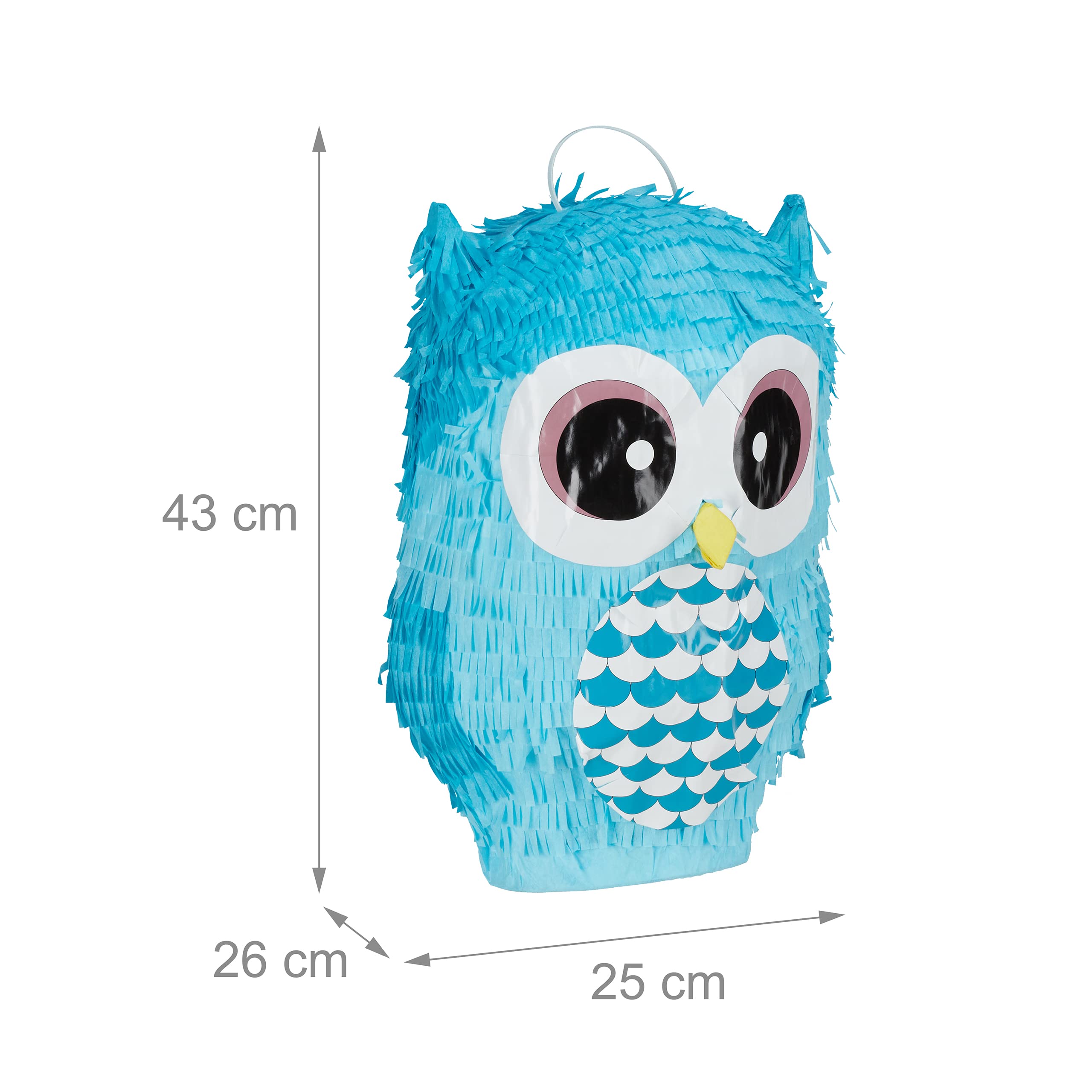 Relaxdays Pignatta Gufo, Simpatica Pentolaccia a Forma di Animale da Riempire, per Compleanni & Feste, da Colpire, blu