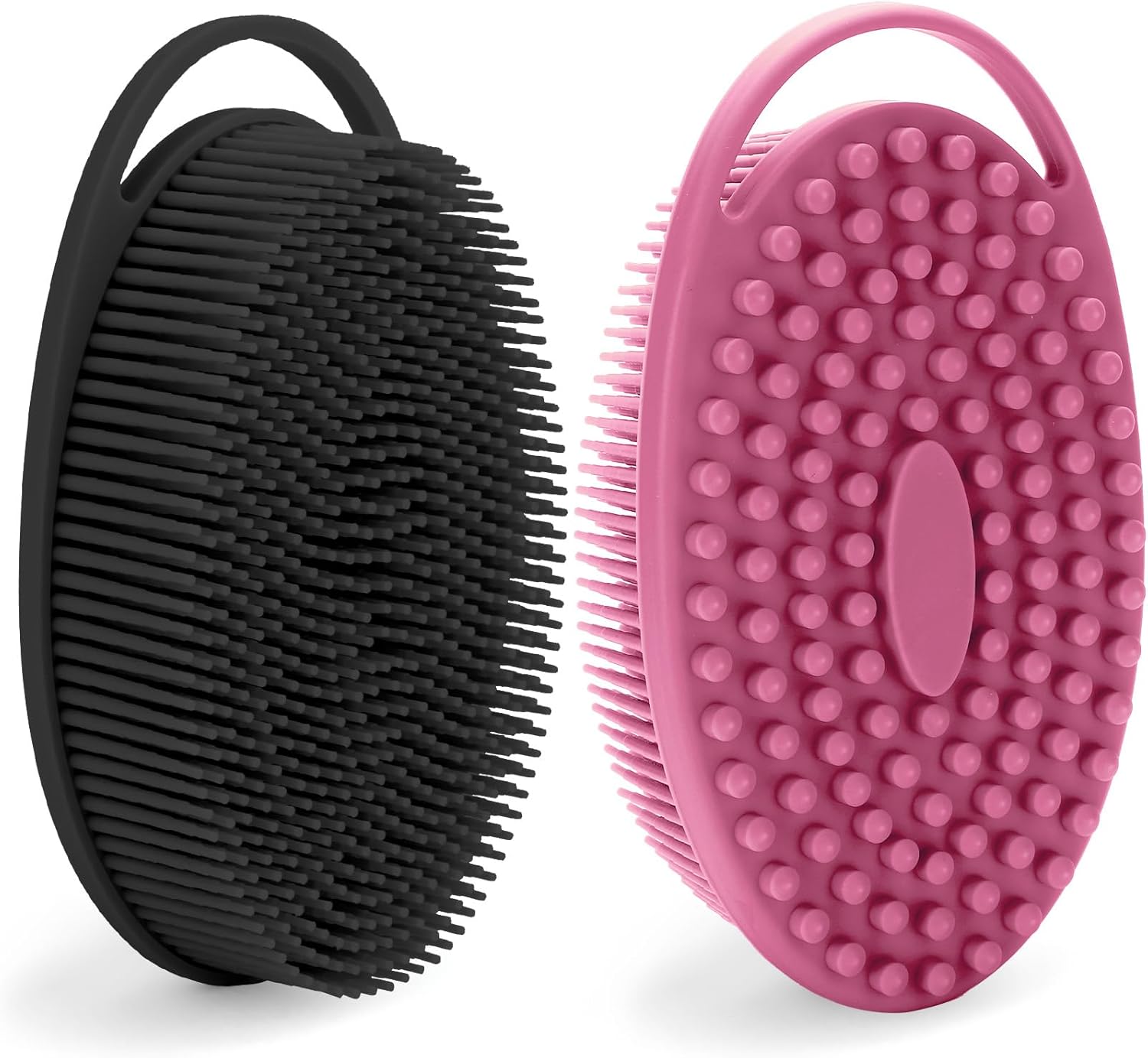 Silicone Loofah, Shower Scrubber for Body with Handle, Large Flat Head Design – Black & Purple, Loofah for Women & Men, Premium Beauty Tools Accessories for Effective Skin Care & Hygiene