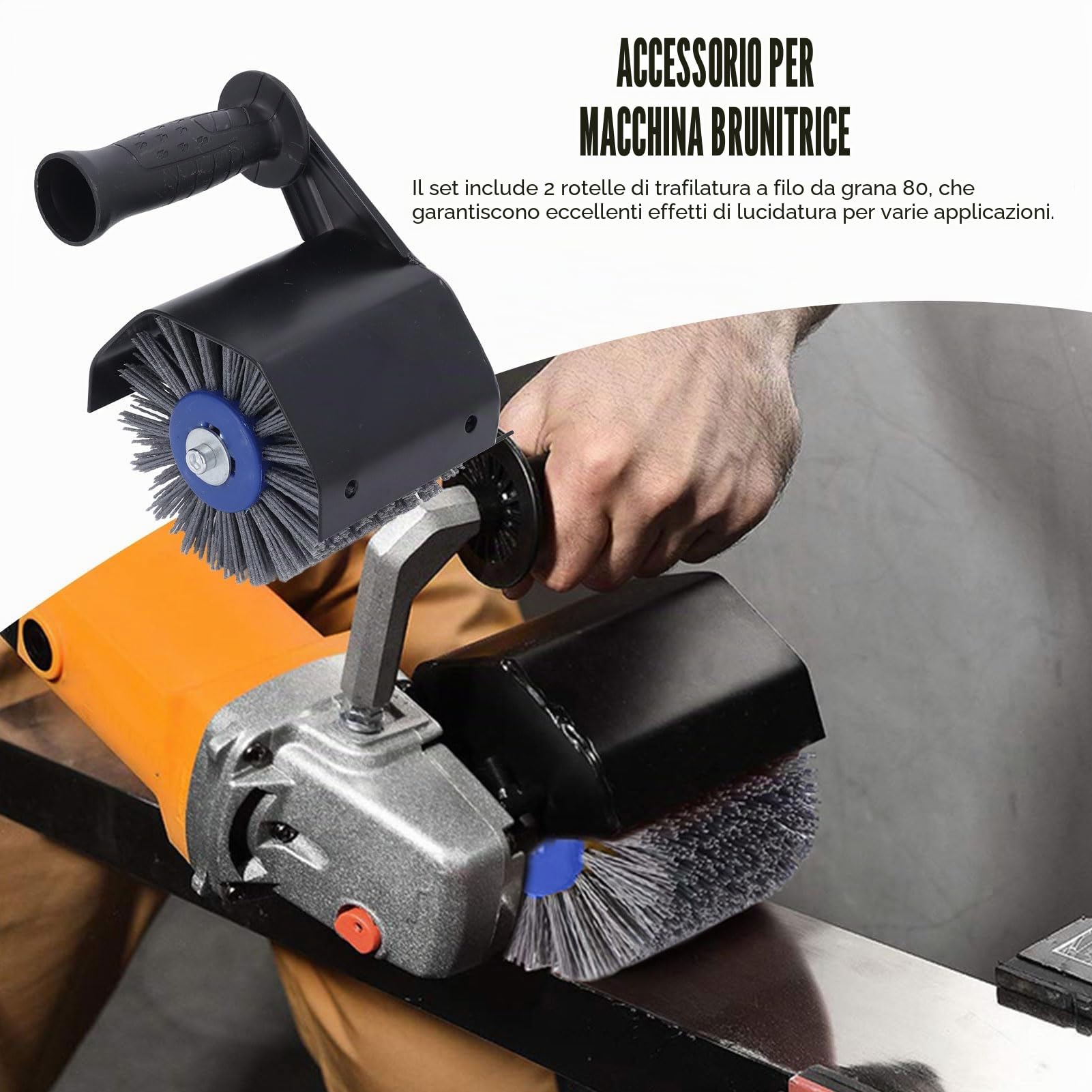 Kit Lucidatrice per Lucidatura, Levigatrice Elettrica Lucidatrice Grana 80 Accessorio per Smerigliatrice Angolare con 2 Ruote Lucidanti, per la Smerigliatura di Legno e Metallo