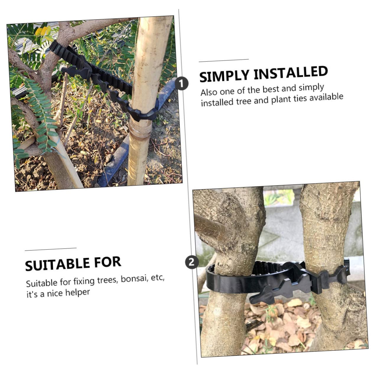Abaodam Liens pour Plantes D'arbres 10 Pièces en Caoutchouc Noir, Flexible
