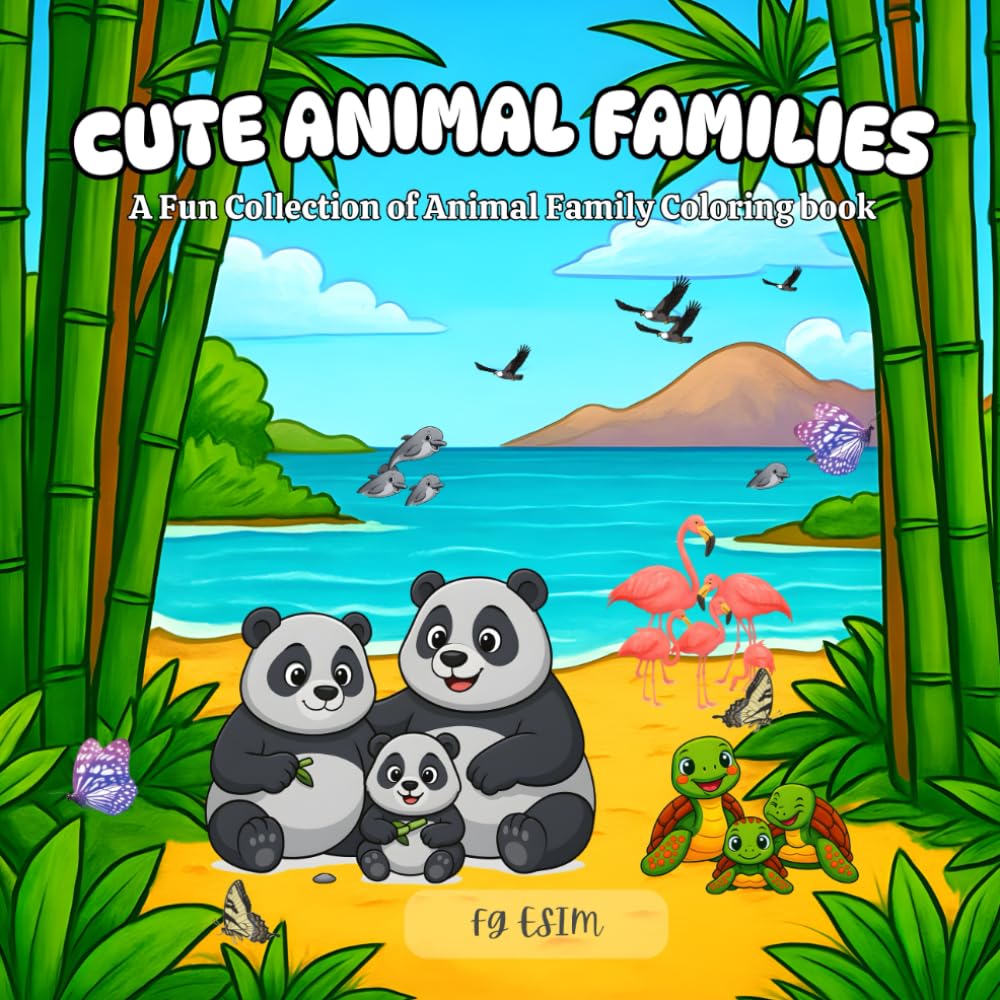 Cute Animal Families: A Fun Collection of Animal Family Coloring Book