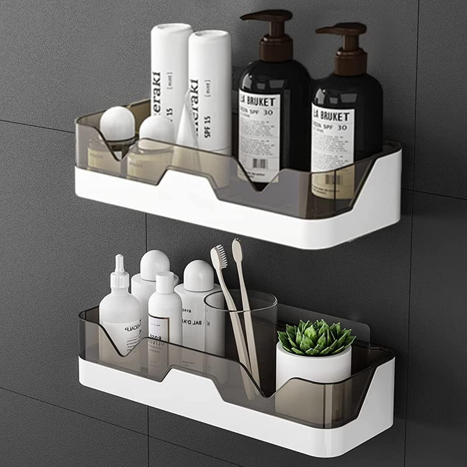 Adhesive Shower Shelf for Bathroom 2 Pack: Premium Wall Mount Bathroom Organizer Shelf - No Drilling Corner Sower Organizer - Upgraded Kitchen Storage Rustproof Storage Rack for Bathroom