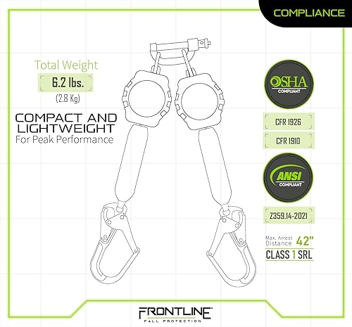Miniatura 6 de Frontline RPA062RA - Red de fibra doble de aramida de 6 pies SRL con extremos de gancho de barra de refuerzo de aluminio, extremadamente resistente,