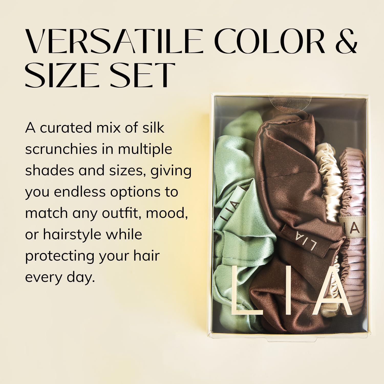 Silk Scrunchie for Women - 100% Pure Mulberry Silk Hair Tie, Gentle Tug-Free Ponytail Holder, Prevents Breakage & Frizz, Reduces Creases - Assorted (4 Pack)