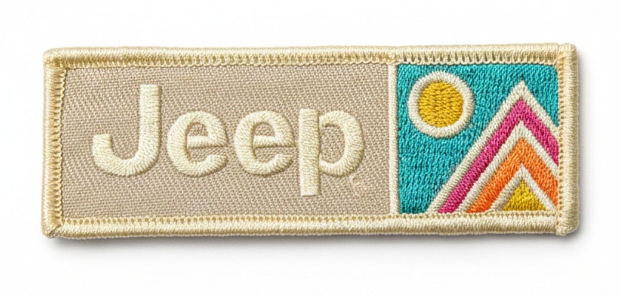 Écusson brodé Peaks Jeep thermocollant 8,9x2,8 cm pour personnaliser veste
