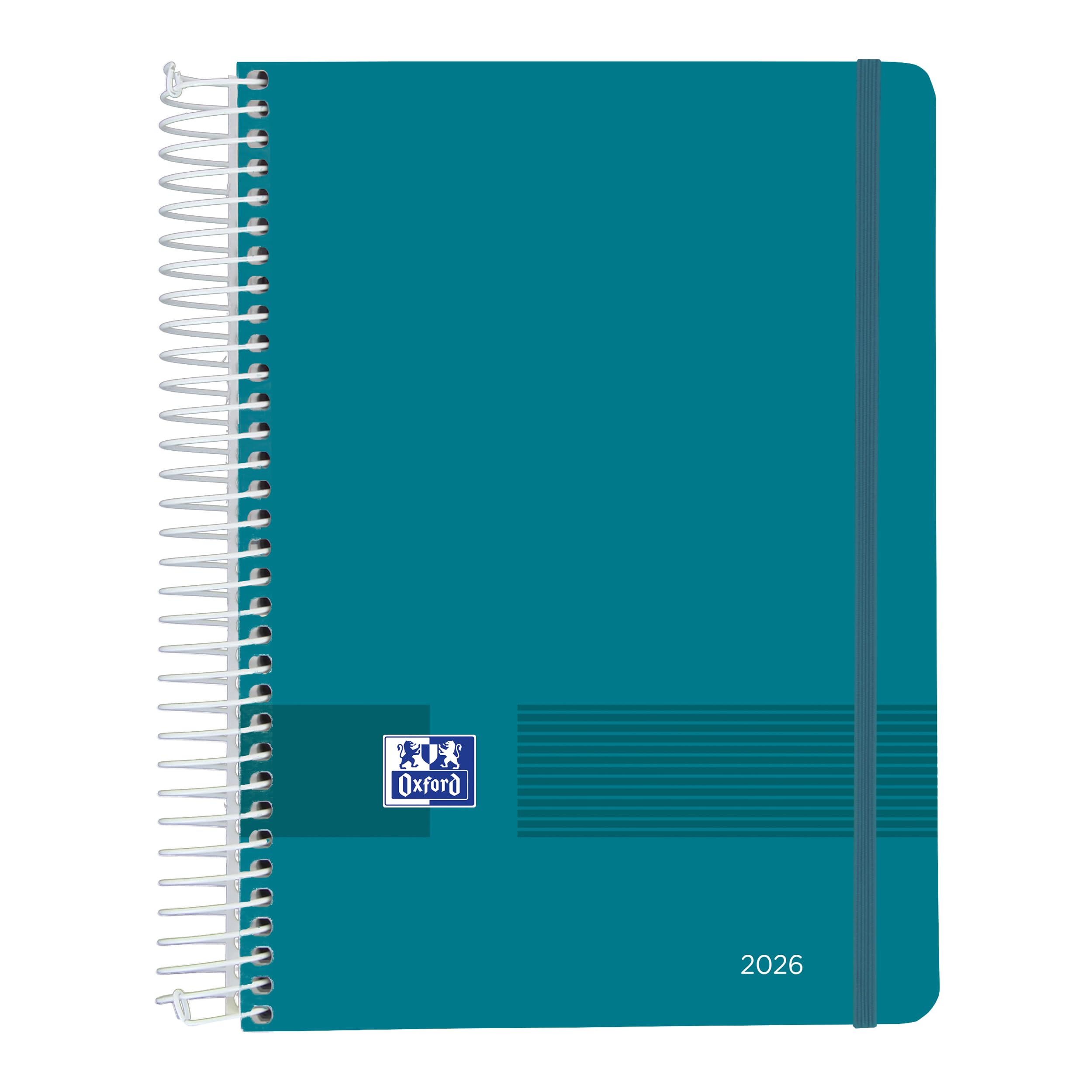 Oxford Live & Go 2026 Day Per Page Diary, A5, Plastic Cover with Spiral, Spanish, Aqua