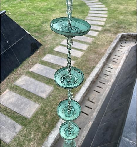Miniatura 5 de Cadena de lluvia de 4 pies, cadenas de lluvia decorativas de mariposa para bajantes, bonitas copas de metal, campanillas de lluvia funcionales para