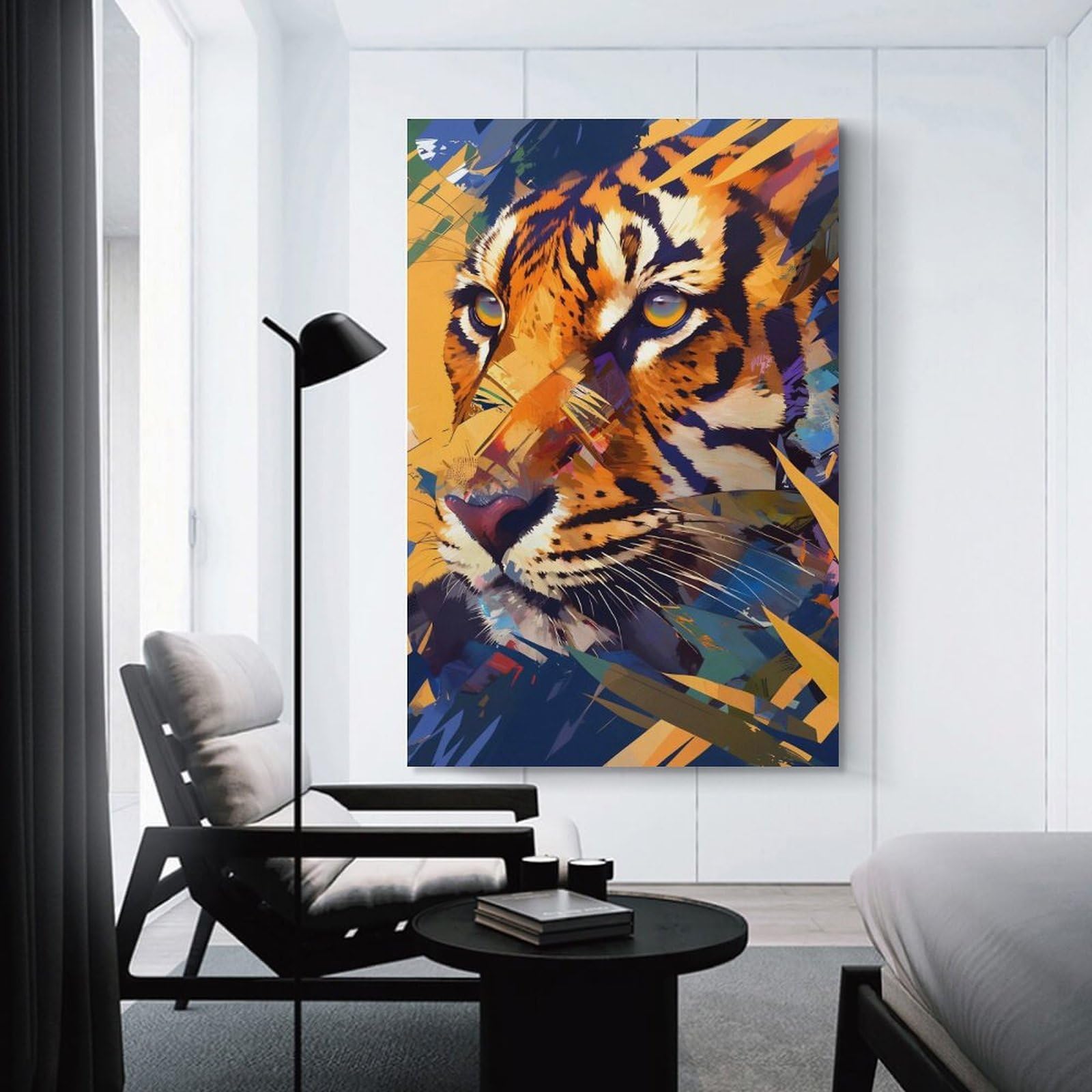 Junmoney Abstract Tiger Portrait Canvas Wall Decor, 20x30inch(50x75cm), for Art Walls, Layered Displays Or Homes, Home Wall Art for Statement Displays
