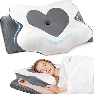 CushZone Heart-Shaped Memory Foam Cervical Neck Pillow for Side, Back & Stomach Sleepers - Queen Size Grey, CertiPUR-US Certified
