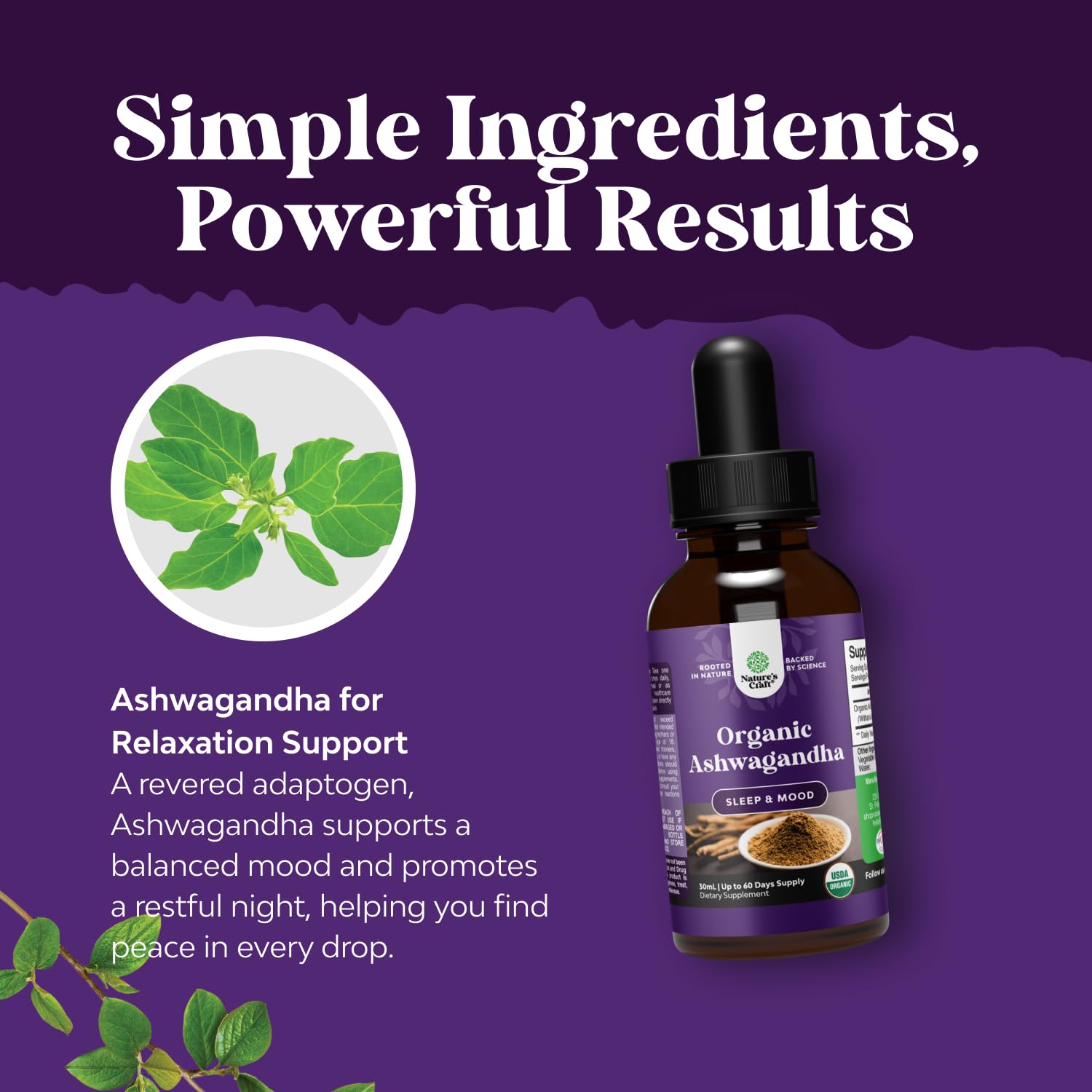 Natures Craft Organic Ashwagandha Liquid Drops Extract, Alcohol-Free - 30ml — Amazon image 4