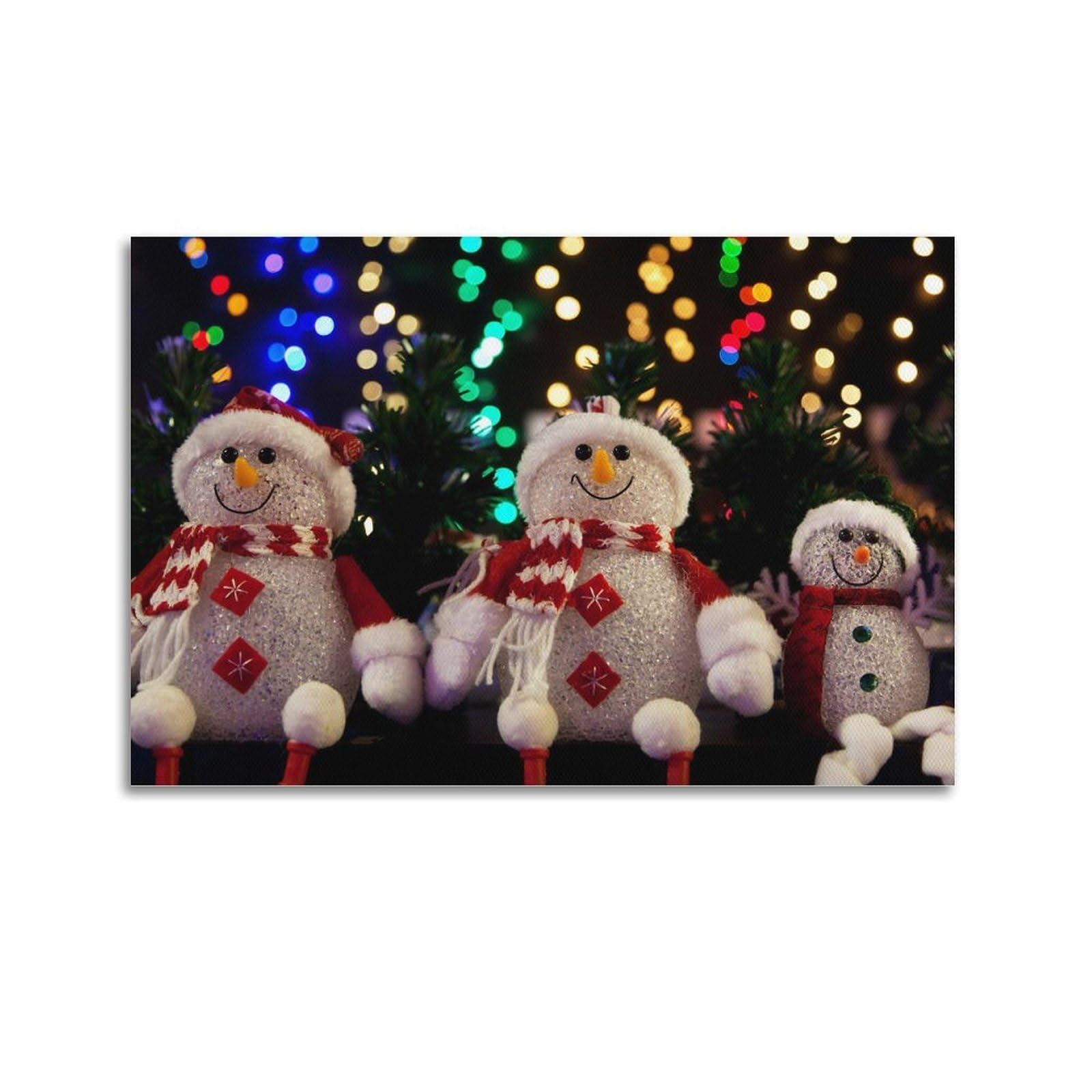 JTLFXY Christmas Poster Snowman Poster Decorative Painting Canvas Wall Posters And Art Picture Print Modern Family Bedroom Decor Posters 20x30inch(50x75cm)