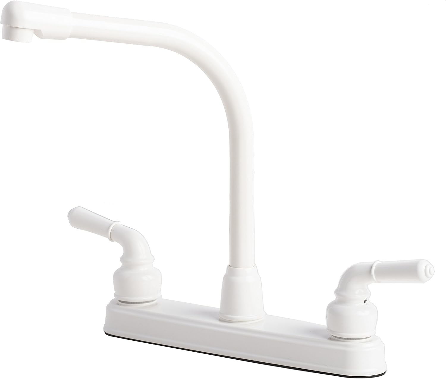 Laguna Brass 1200WT RV Mobile Home Non-Metallic High Rise Swivel Kitchen Sink Faucet, White Finish
