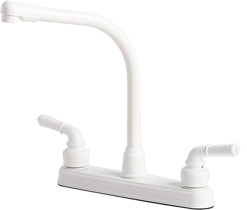 Laguna Brass Grifo giratorio para fregadero de cocina de 1200 WT para casa rodante, no metálico, con acabado blanco